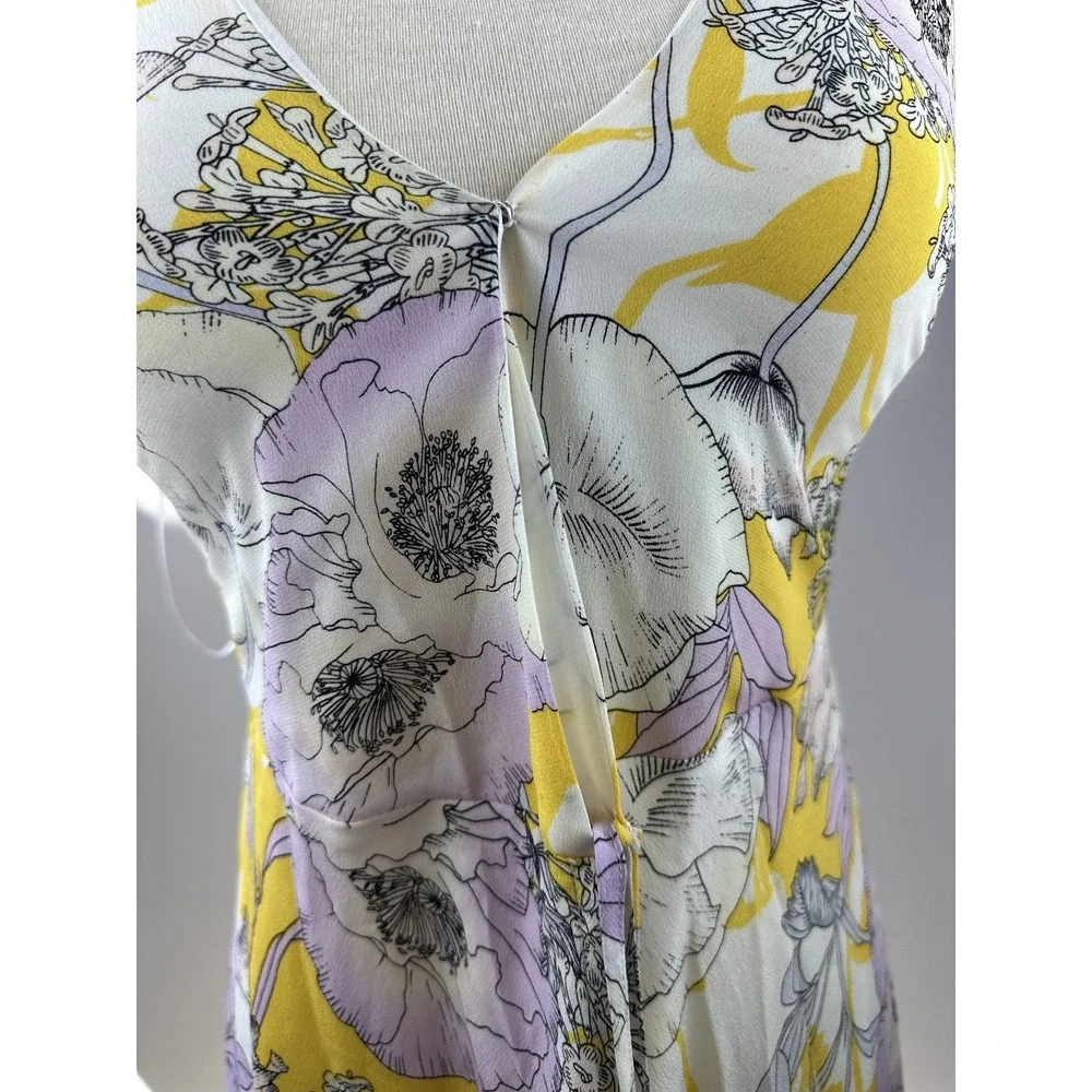 Yumi Kim Anthropologie Silk Floral Maxi Dress Rush Hour Wrap Tie Front Yellow XS - Picture 7 of 16